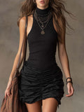 Boho Stylové Halter Mini Ruché Šaty