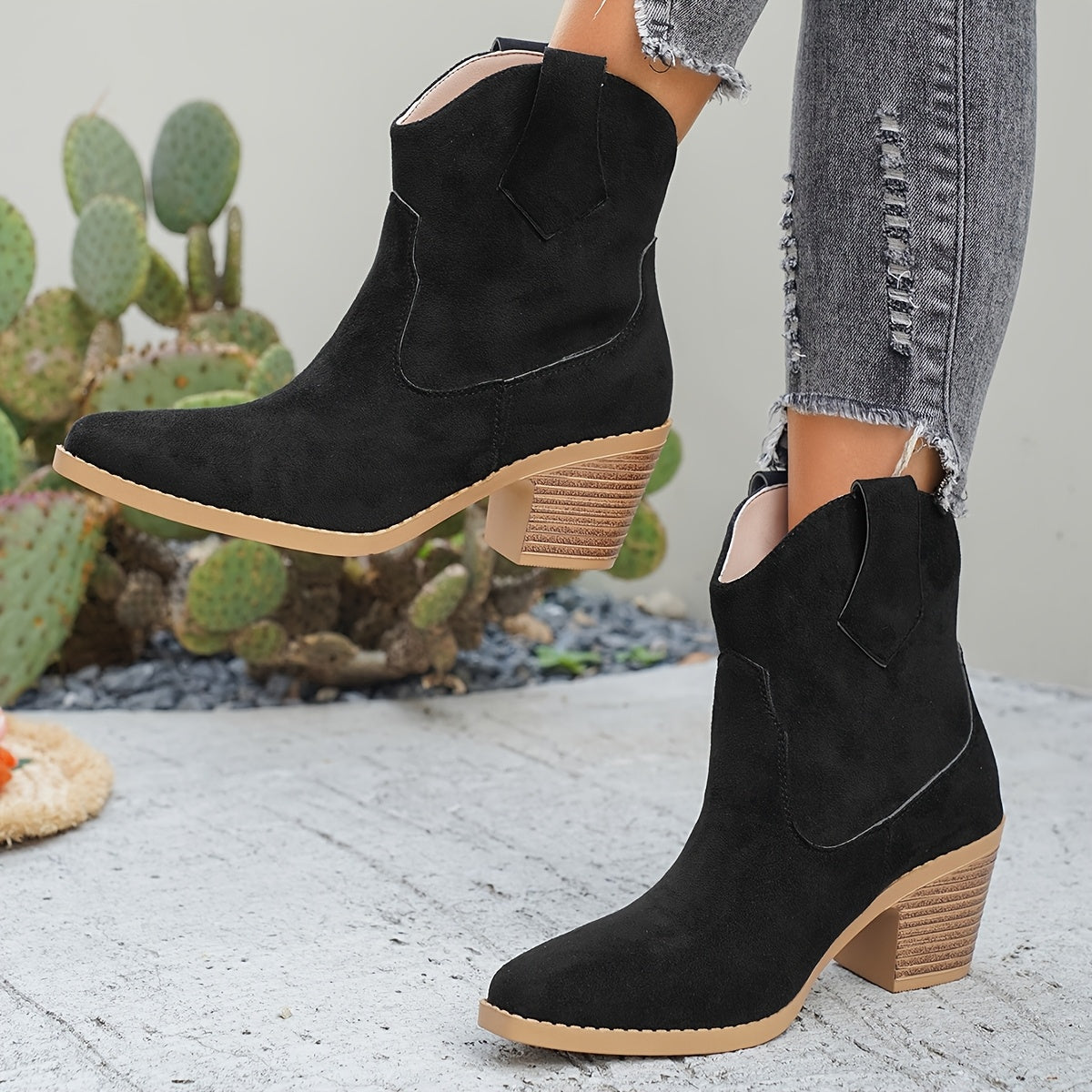 Larissa - Magas sarkú, slip-on kotníková obuv