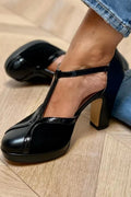 Mia – T-strap platform sandály na vysokém podpatku