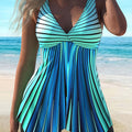 Azul - Pruhovaný tankini set s rozšiřující se horní částí, která zakrývá břicho