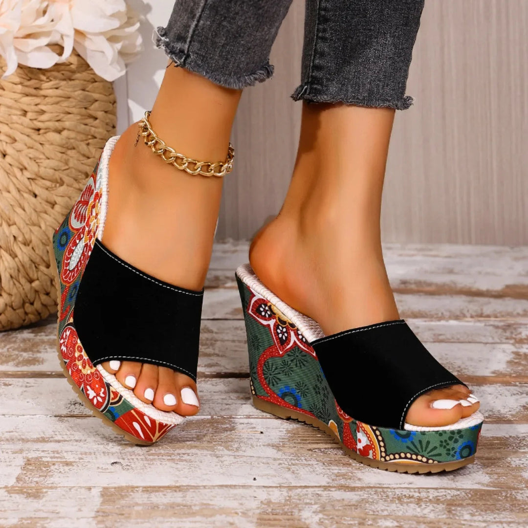 Elena | Bohém Velúr Wedge Sandál