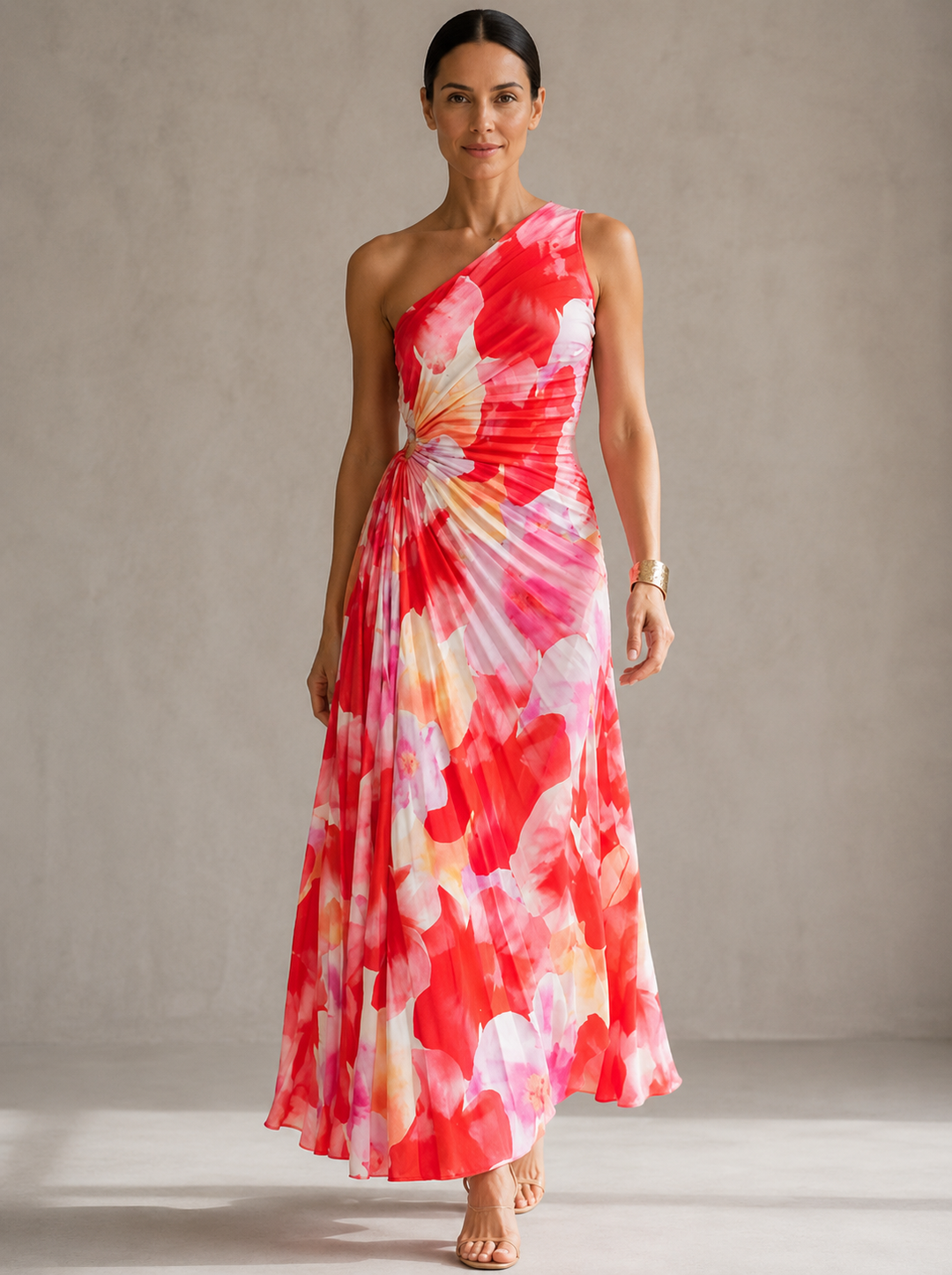 Judit | Jednobarevné plisované šaty