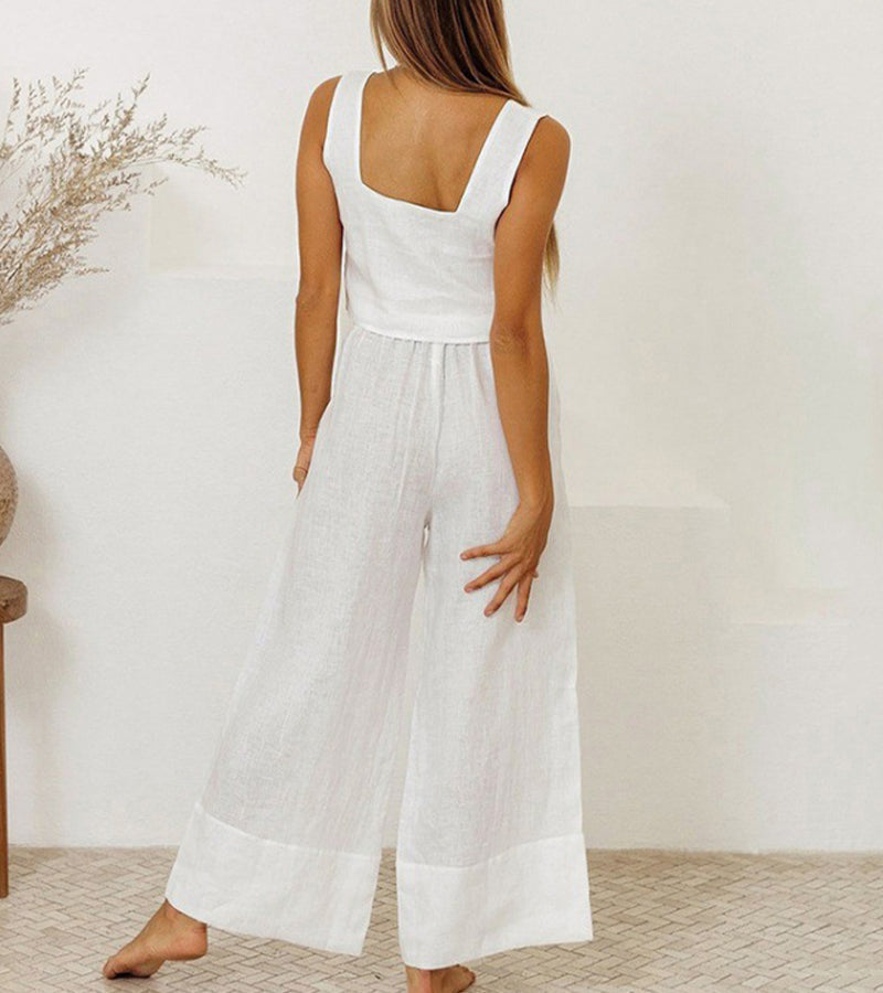 Megan | Minimalistický top a široké kalhoty set