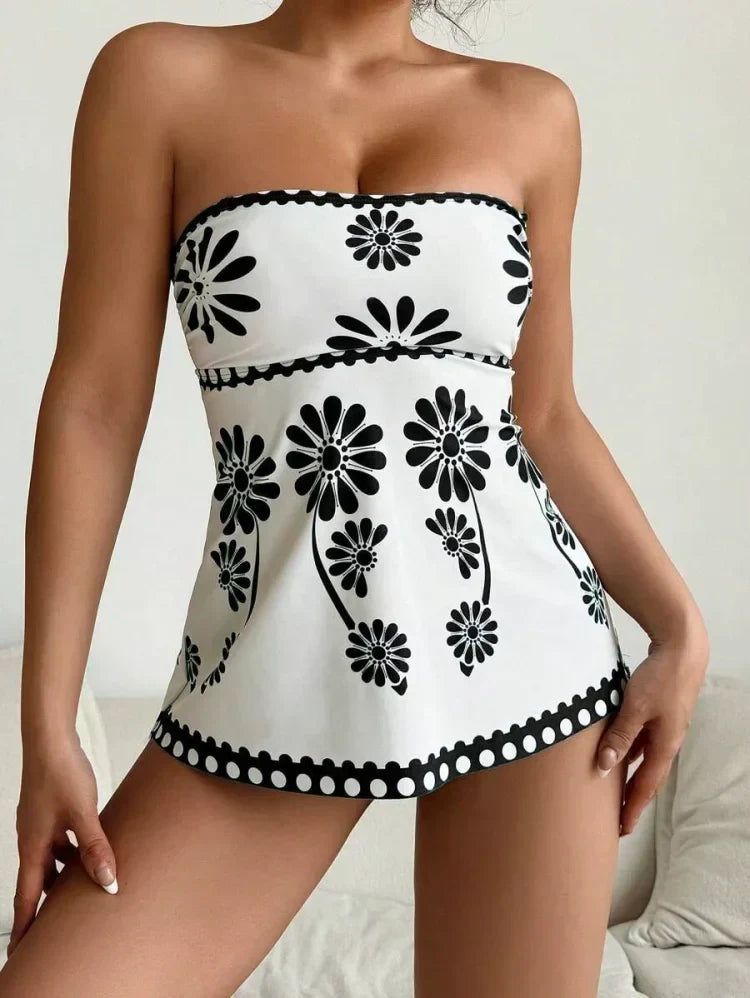 Margarita - Tankini set s květinovým vzorem a zakrývajícím střihem