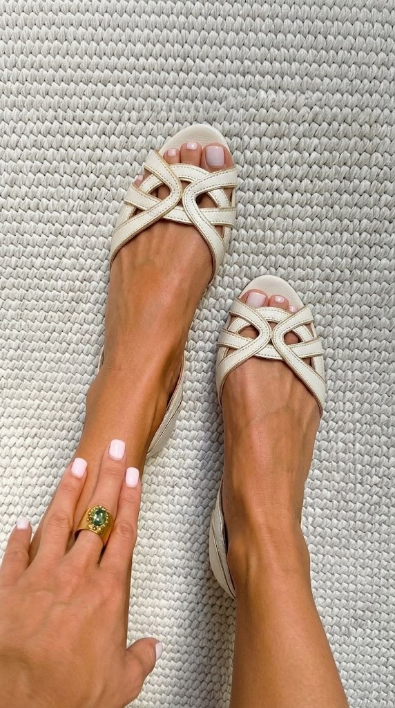 Camilla | Elegantní Krémově Zbarvené Pletené Sandály