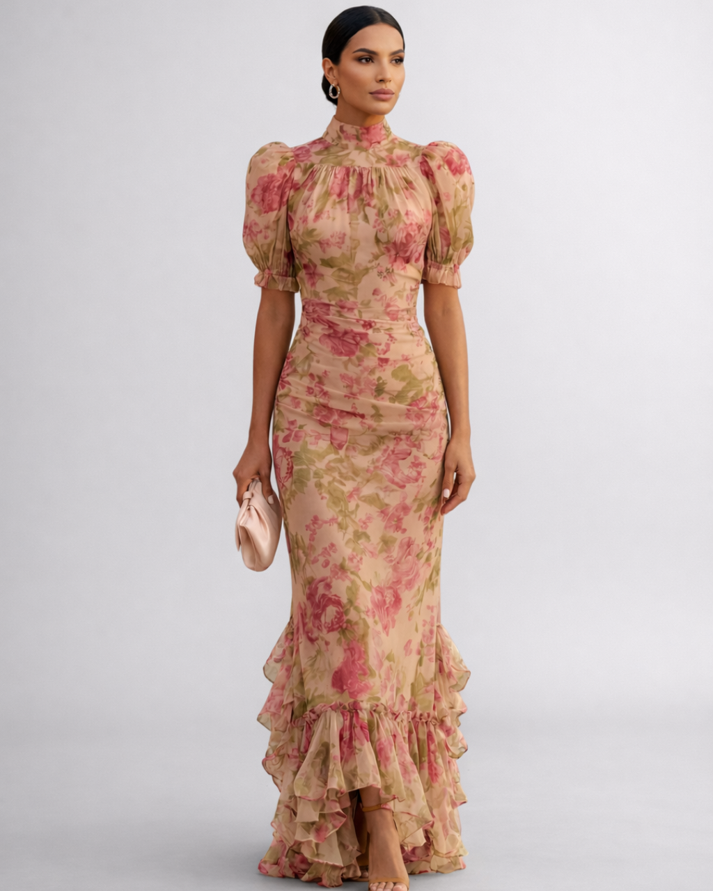 Dorina | Květinové Dlouhé Chiffon Šaty