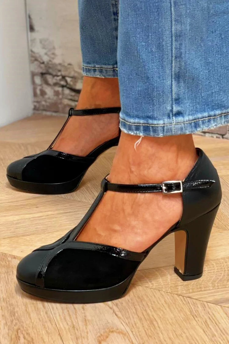 Mia – T-strap platform sandály na vysokém podpatku