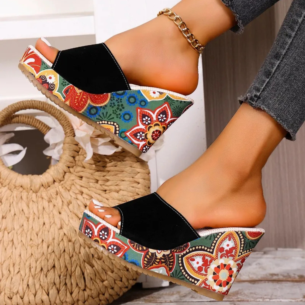 Elena | Bohemian Velúr Wedge Sandál