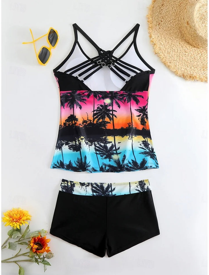 La Habana - Tankini set s tropickým vzorem a plavkami