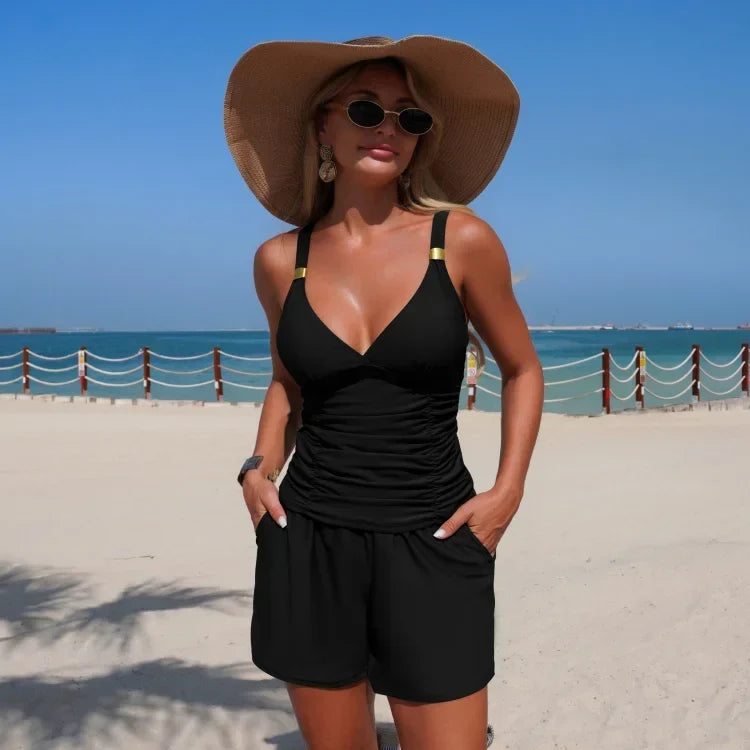 Harper - Ráncolt tankini set s kapsami