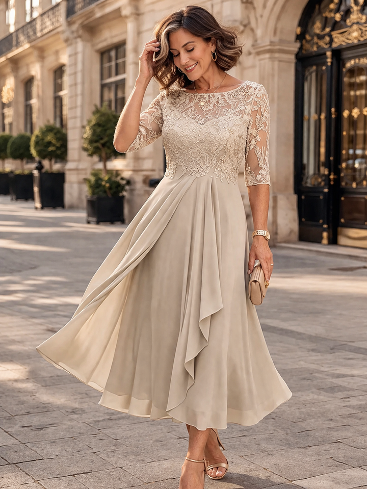 Lea – Elegantní krajková midi šaty