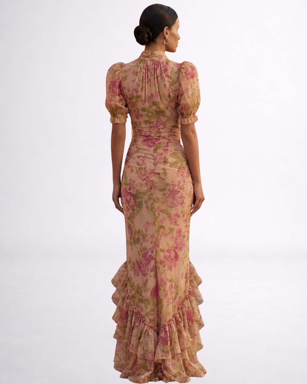 Dorina | Květinové Dlouhé Chiffon Šaty