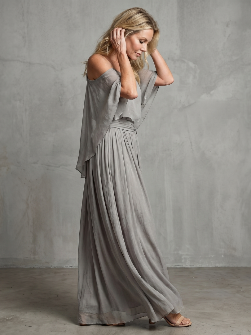 Marisol | Řetězový Drape Chladný Ramenní Top Široké Kalhoty Sada