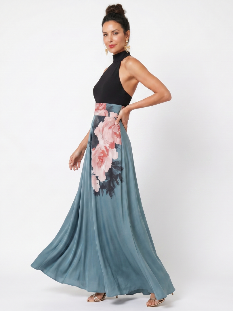 Olympas | Halter Bodice Květinový Maxi Šaty