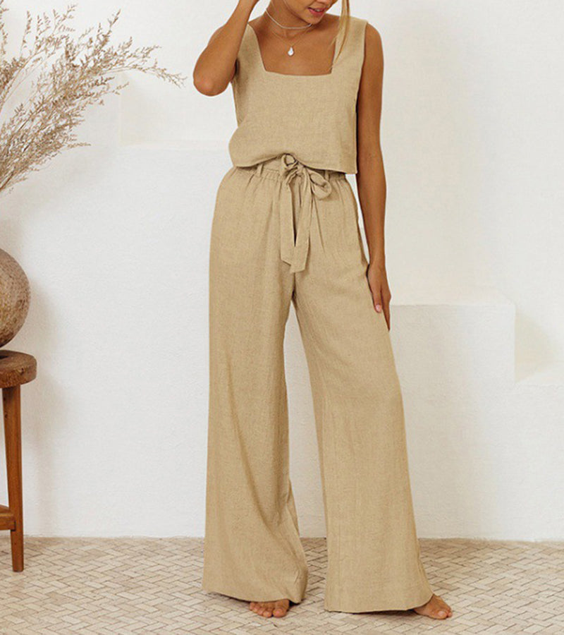 Megan | Minimalistický top a široké kalhoty set