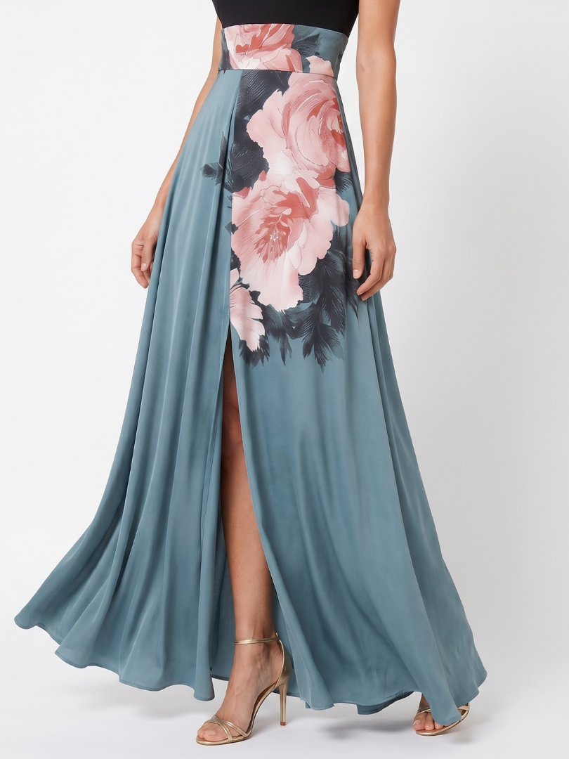Olympas | Halter Bodice Květinový Maxi Šaty