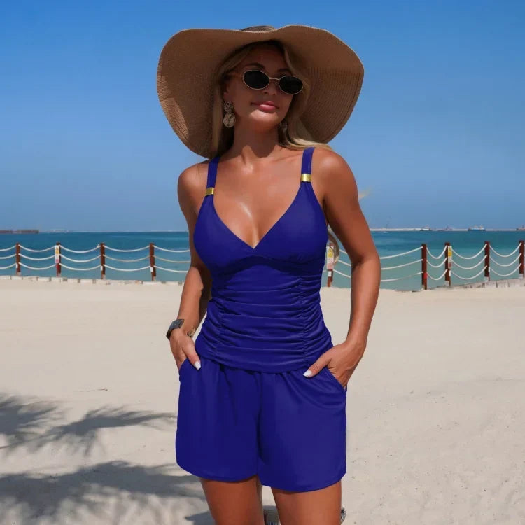 Harper - Ráncolt tankini set s kapsami