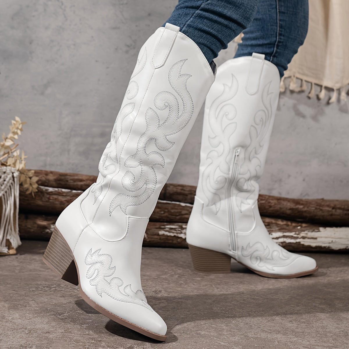 Sharina - Retro cowboy boty na slip-on