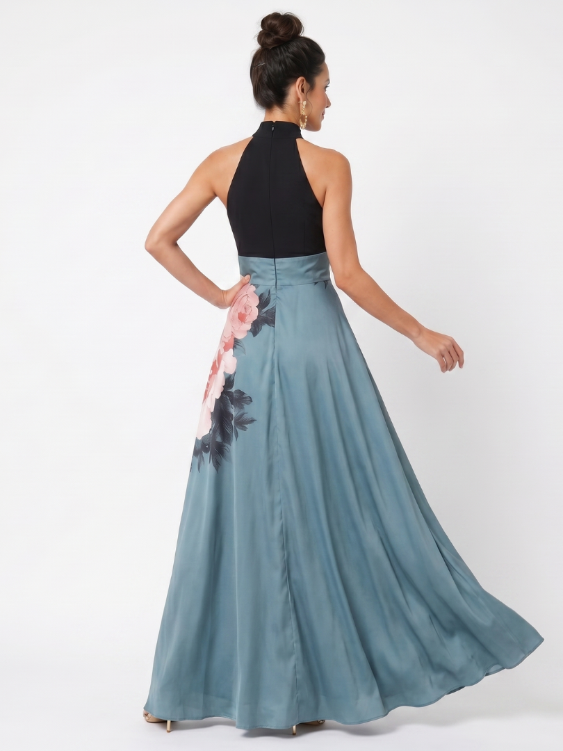 Olympas | Halter Bodice Květinový Maxi Šaty