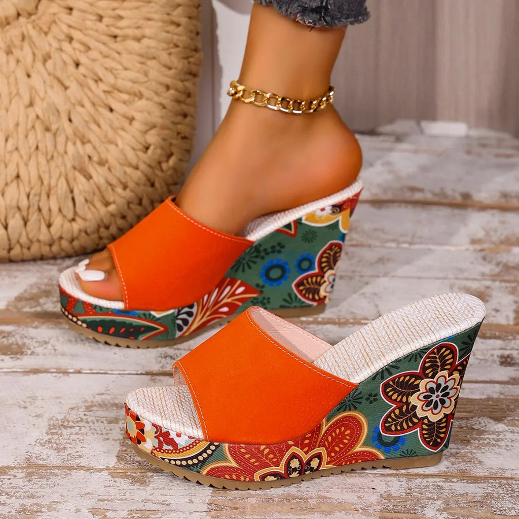 Elena | Bohemian Velúr Wedge Sandál