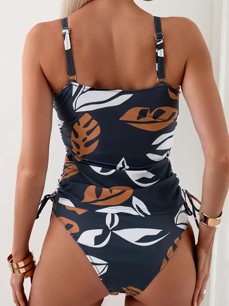 Isla - Tankini set s tropickým listovým vzorem