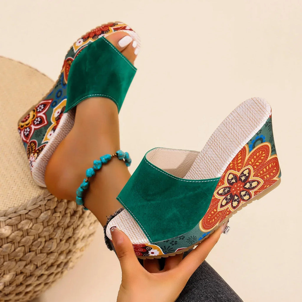 Elena | Bohemian Velúr Wedge Sandál