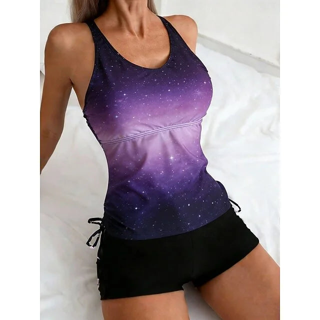 Celeste - Tankini set s motivem souhvězdí, který zakrývá břicho
