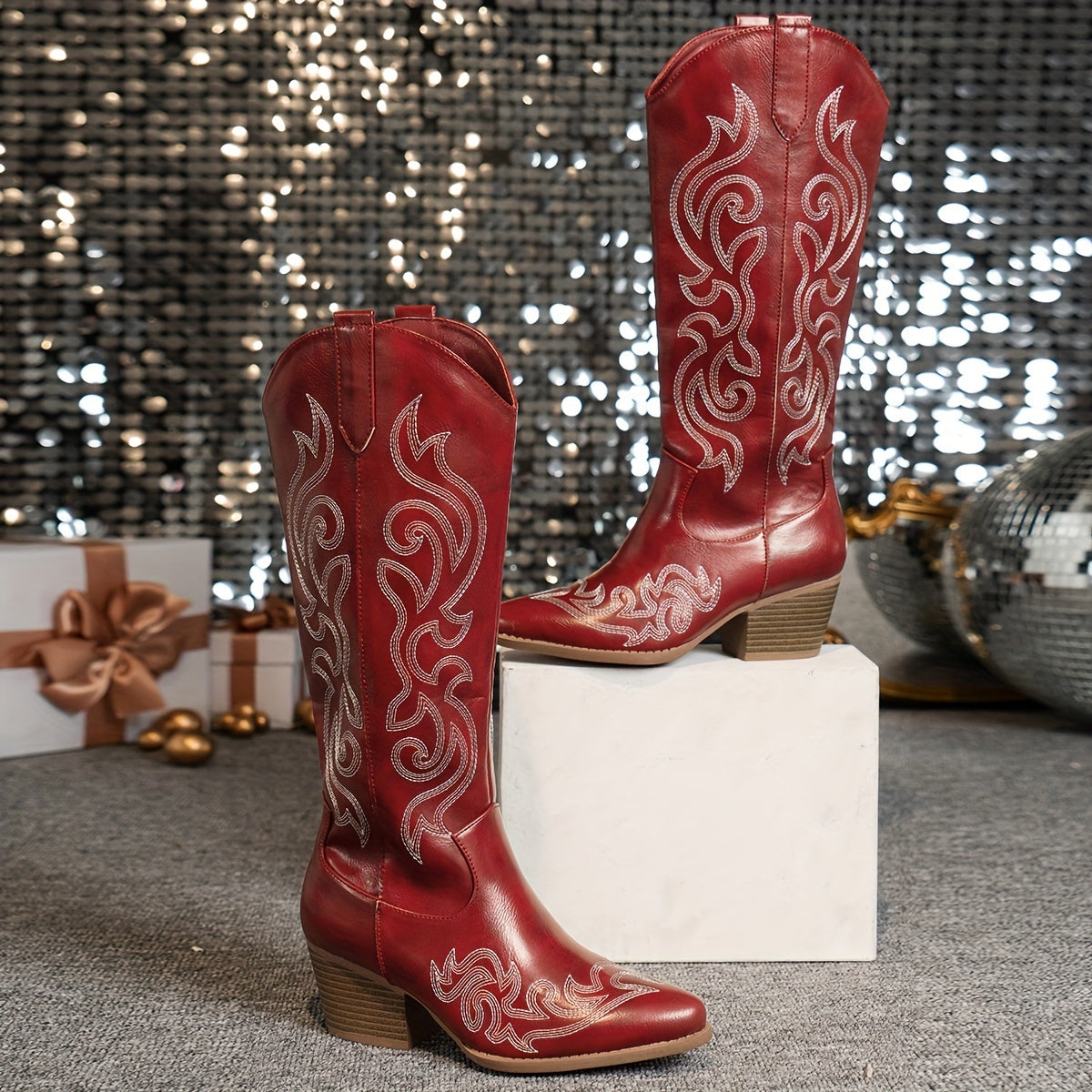 Sharina - Retro cowboy boty na slip-on