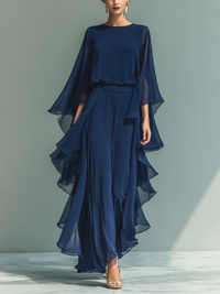Fodrový chiffon set – Elegantní dvoudílné šaty