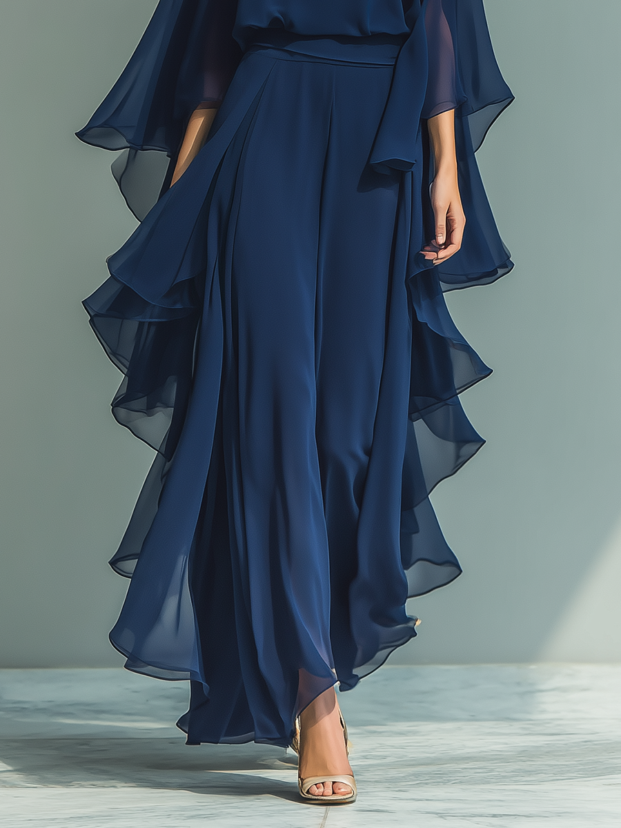 Fodrový chiffon set – Elegantní dvoudílné šaty