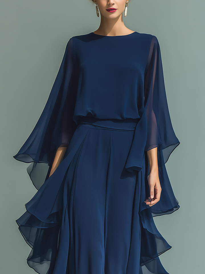 Fodrový chiffon set – Elegantní dvoudílné šaty
