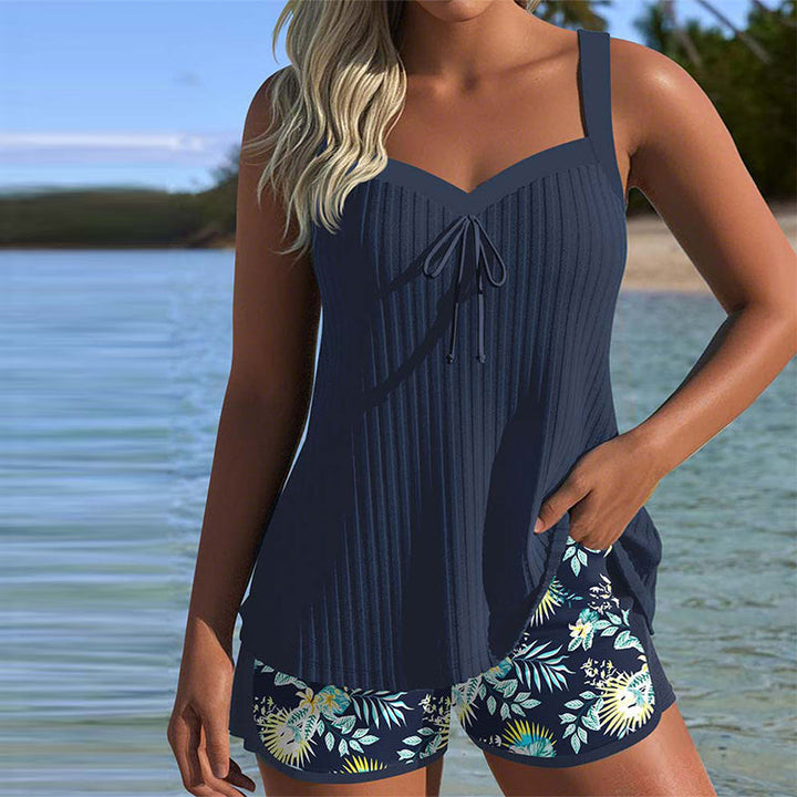 Olina | Pruhovaný Tankini Dvoudílné Plavky s Krátkými Kalhotami