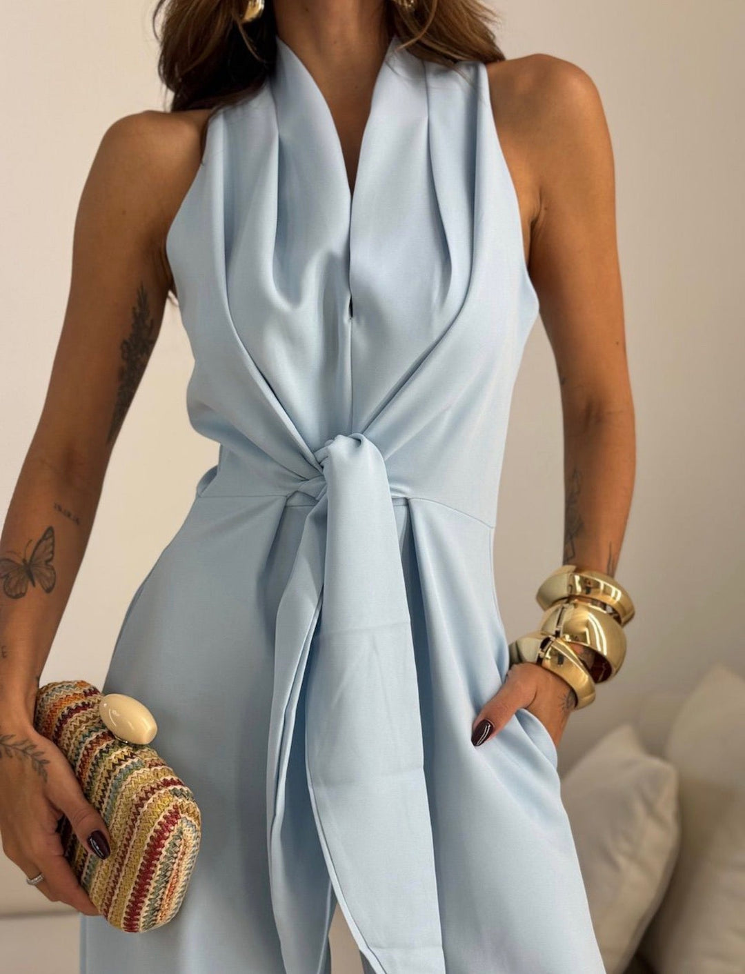 Emilia – Elegantní overall s širokými nohavicemi a výrazným pasem
