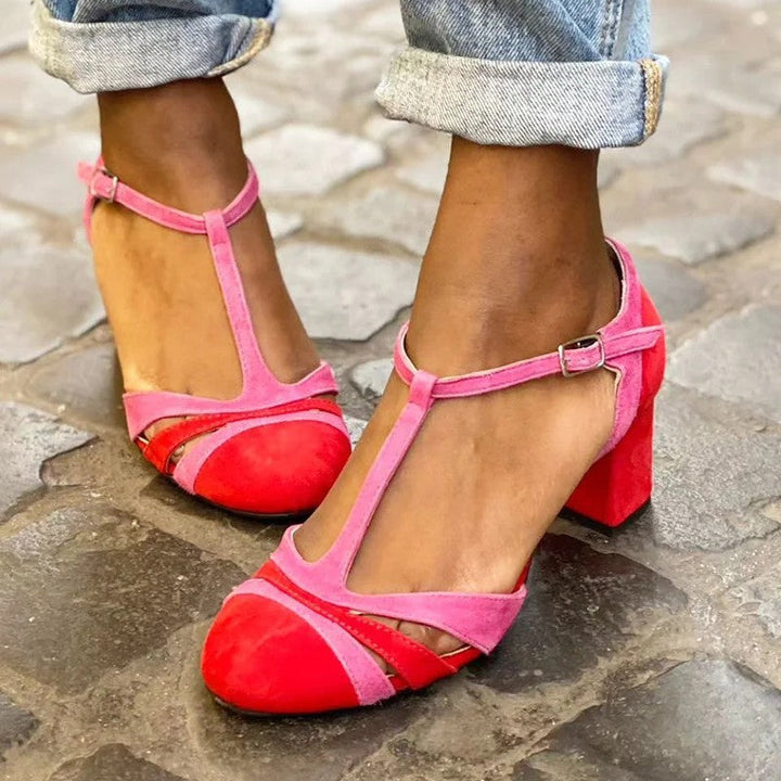 Hannah – T-strap boty s blokovým podpatkem