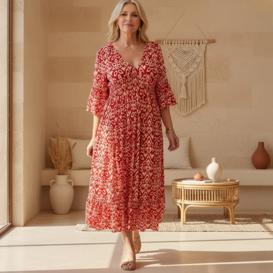 Lillia – Boho Tiskové Šaty