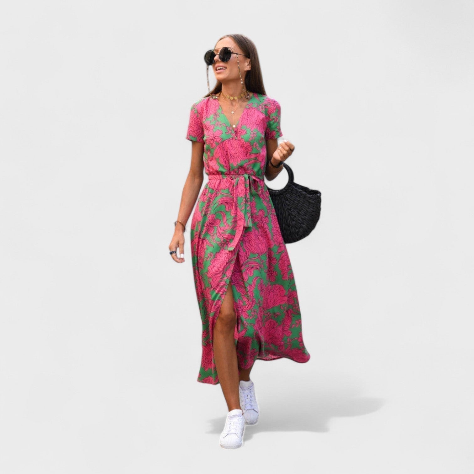 Růžový Lilie - Boho Chic Šaty