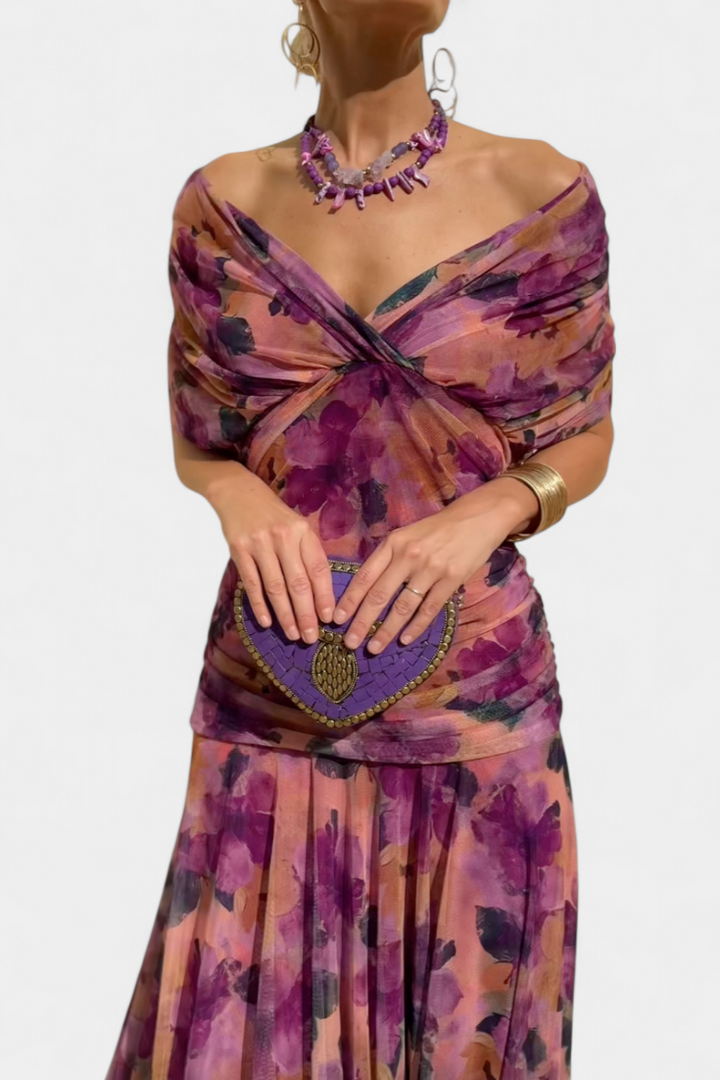 Hannah – Elegantní Maxi Šaty s Květinovým Vzorem