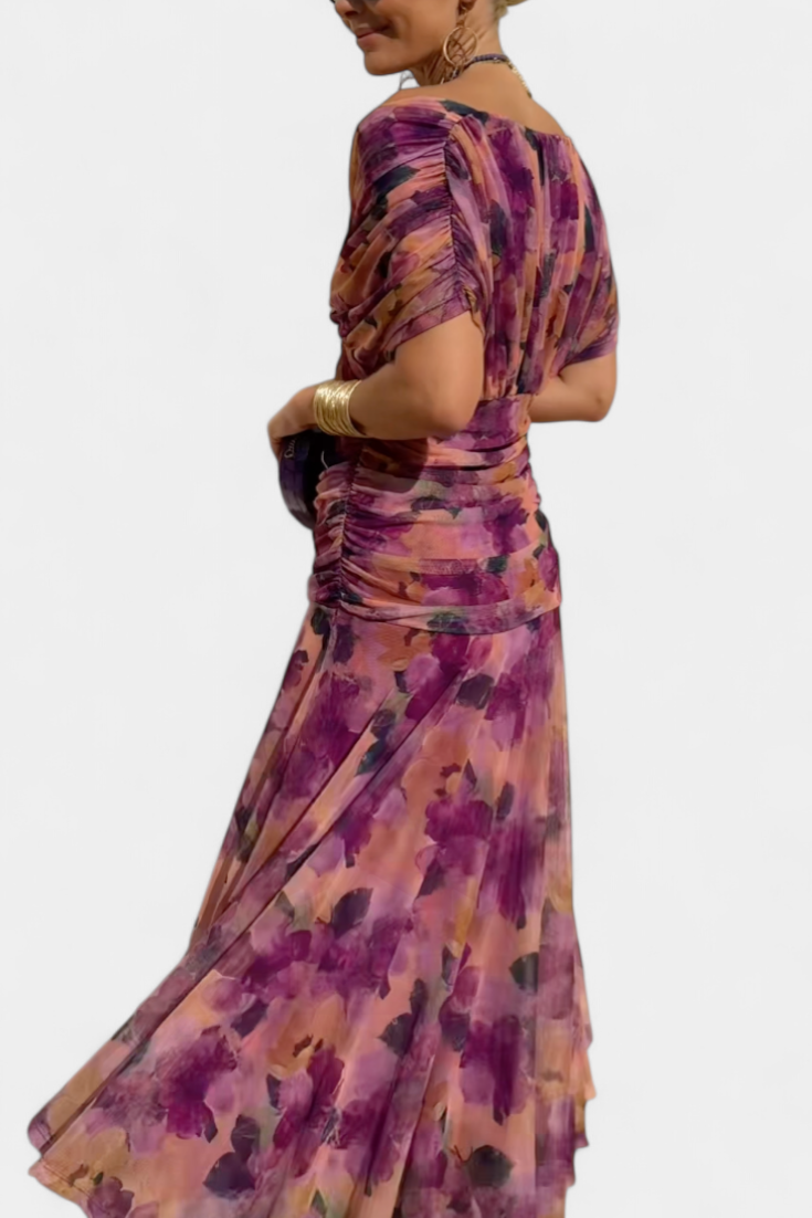 Hannah – Elegantní Maxi Šaty s Květinovým Vzorem