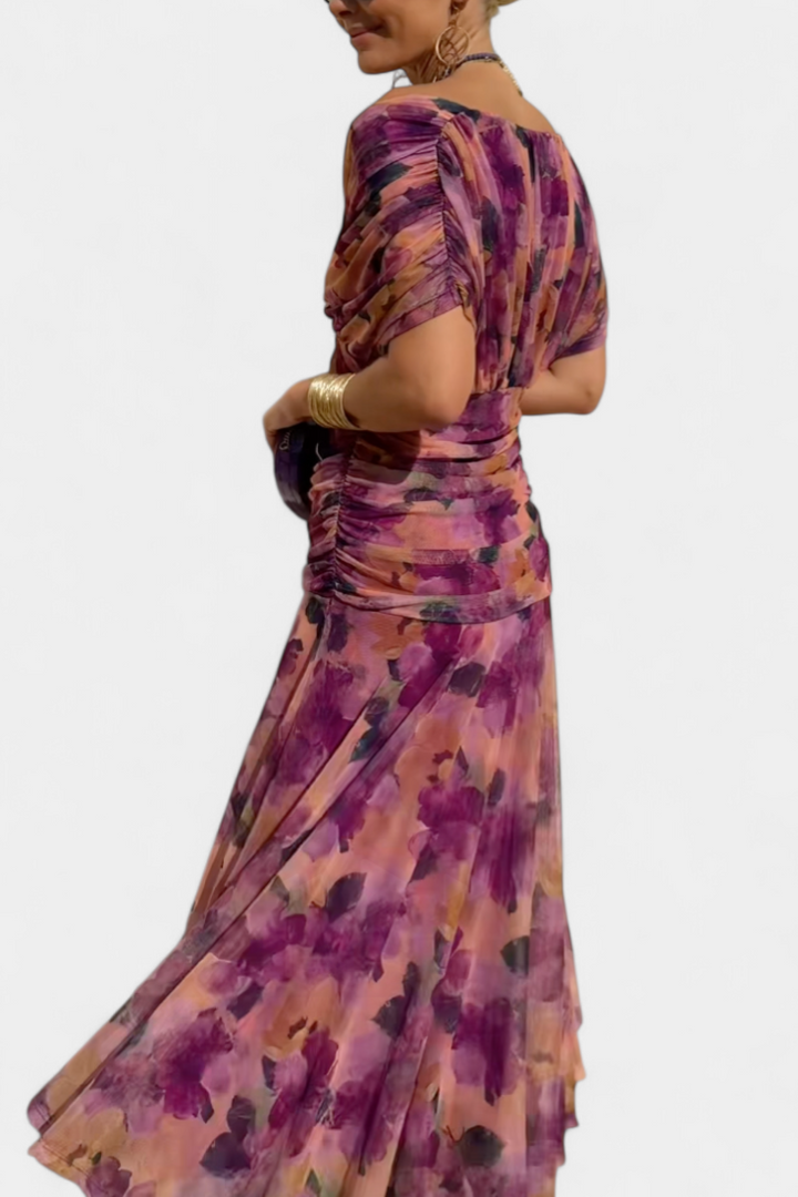 Hannah – Elegantní Maxi Šaty s Květinovým Vzorem