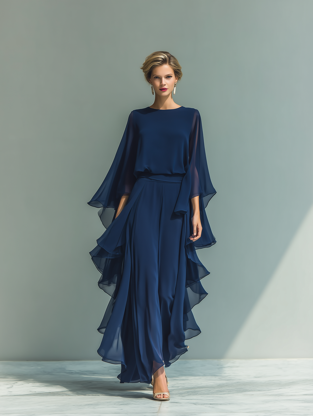 Fodrový chiffon set – Elegantní dvoudílné šaty
