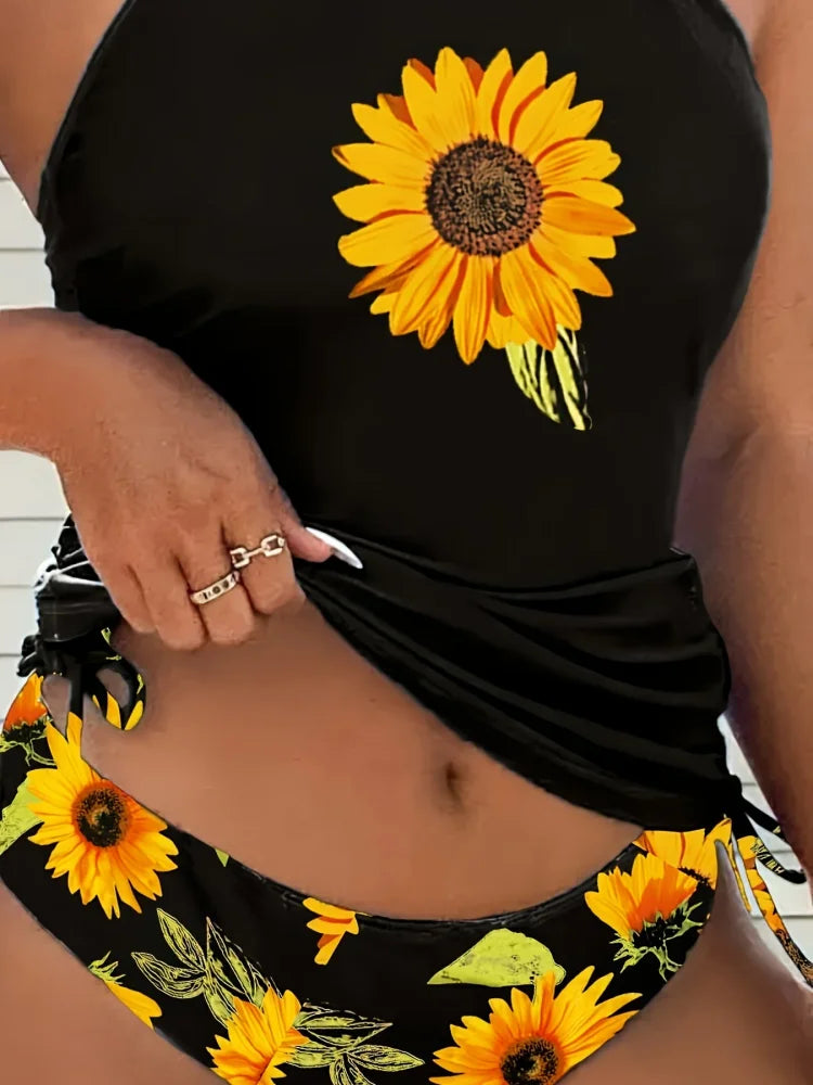 Soleado - Tankini set s květinovým vzorem slunečnice