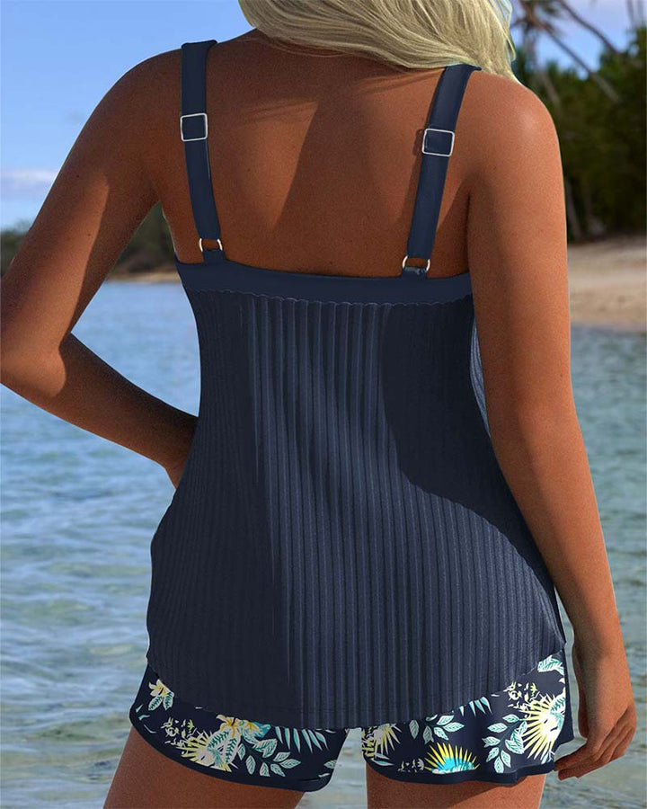 Lana - Pruhovaný dvoudílný tankini s plážovými šortkami