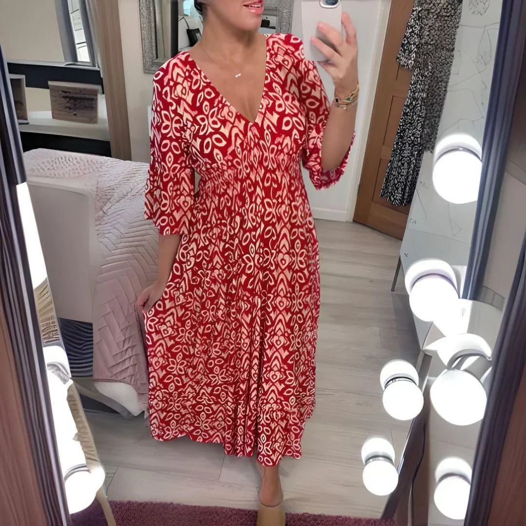Lillia – Boho Tiskové Šaty