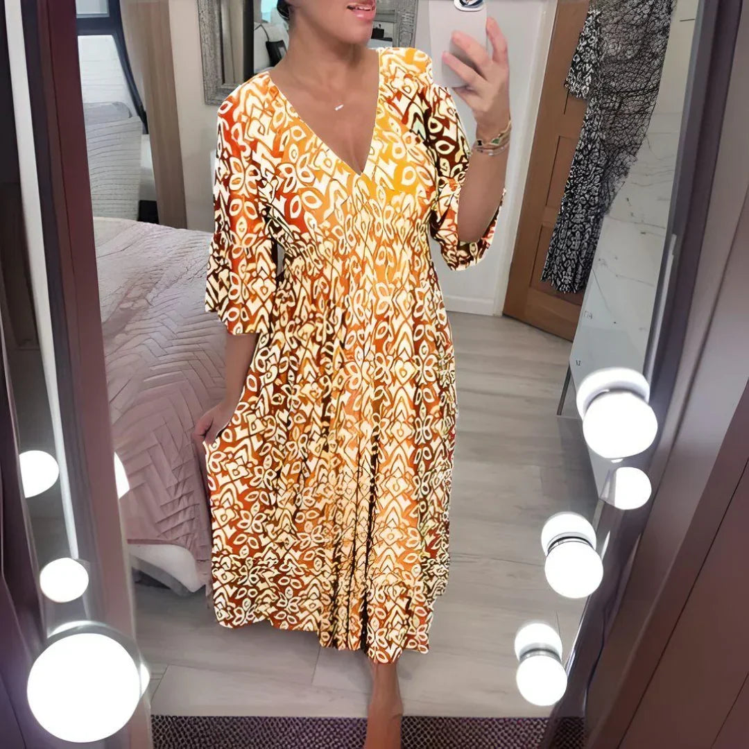 Lillia – Boho Tiskové Šaty