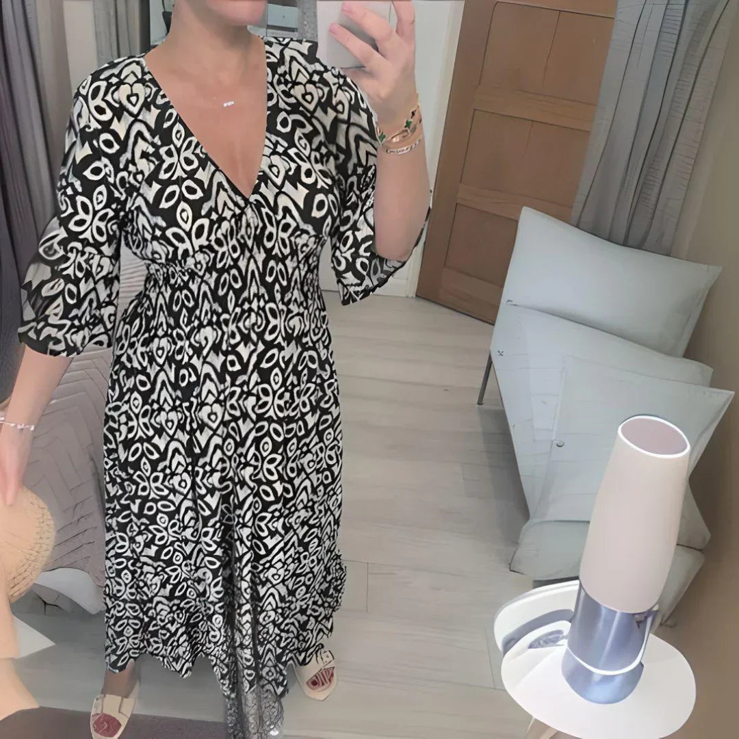 Lillia – Boho Tiskové Šaty