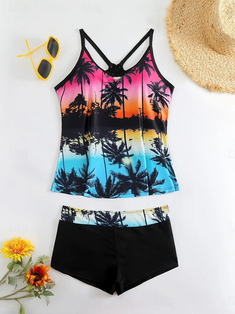 La Habana - Tankini set s tropickým vzorem a plavkami