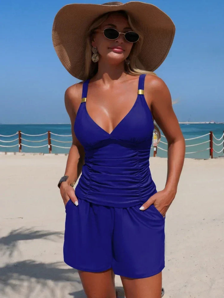 Harper - Ráncolt tankini set s kapsami