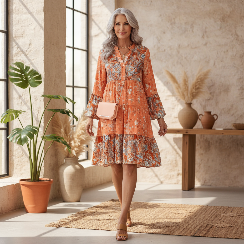 Eira - Tisknuté Boho Šaty