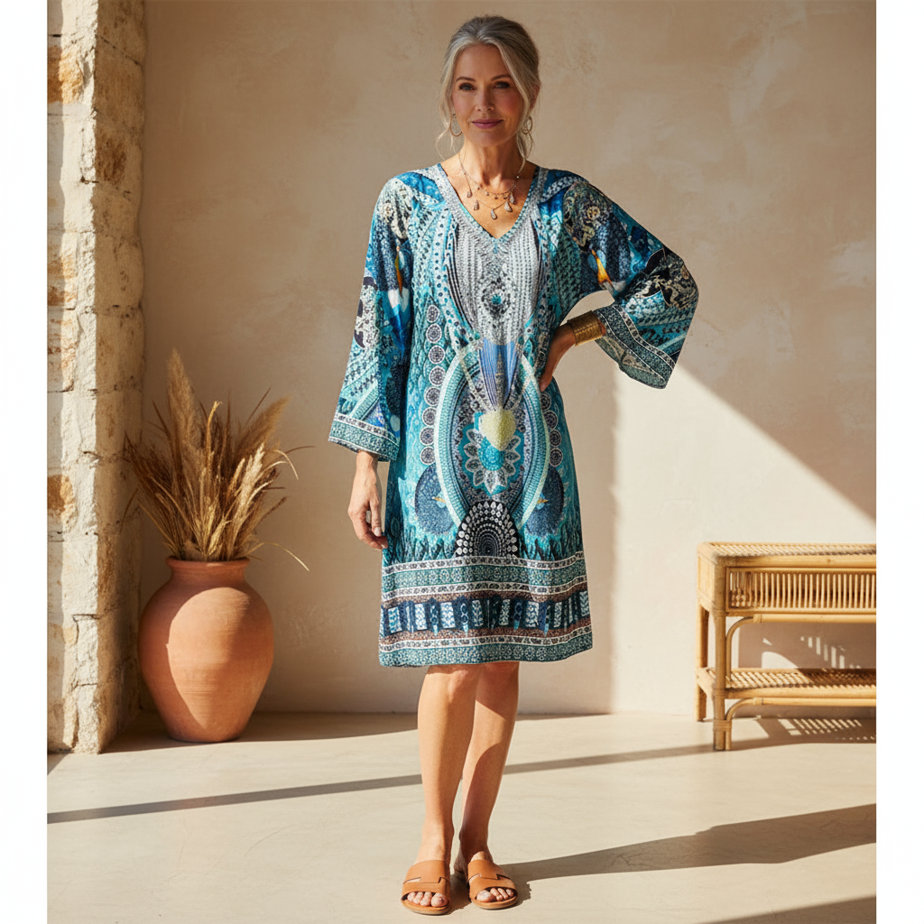 Emelia - Svěží Boho Vzorované Šaty
