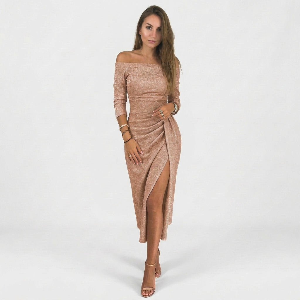 Natália - Elegantní šaty s odkrytými rameny